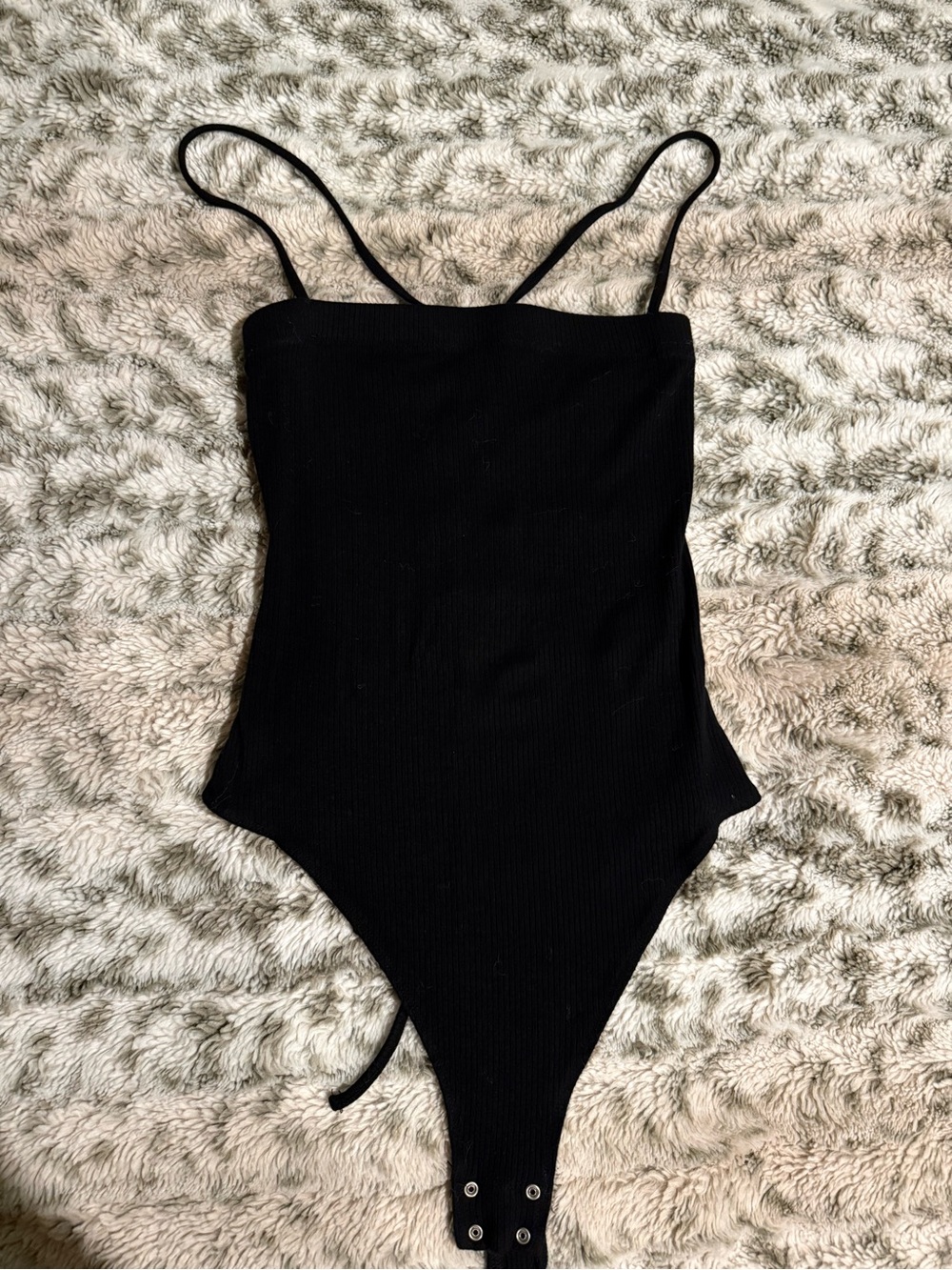 Garage Black Ribbed Strap Bodysuit